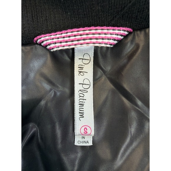 Pink Platinum Women's Black Quilted Hooded Puffer Jacket Zip Front Size S - Picture 3 of 8